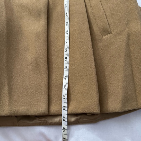 Khaki single breasted lapel collar A-line pleated flare belted pea coat - Picture 11 of 12